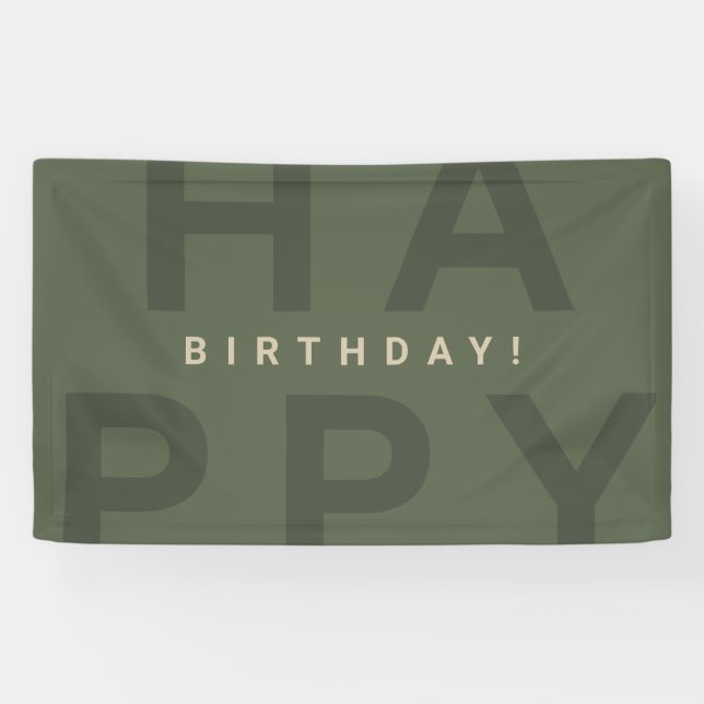 Modern Minimal Olive Green Birthday Banner (Horizontal)