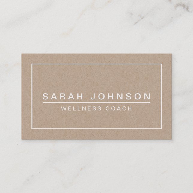 MODERN & MINIMAL ON BEIGE KRAFT PAPER EFFECT BUSINESS CARD (Front)
