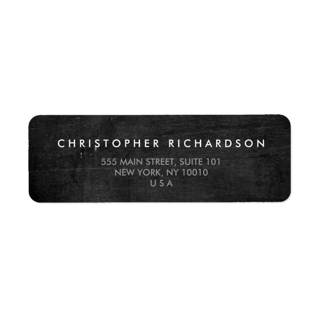 MODERN & MINIMAL on BLACK WOOD Address Label (Front)