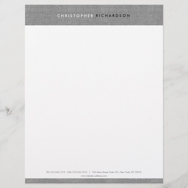 MODERN & MINIMAL on GRAY LINEN Customised Letterhead (Front)