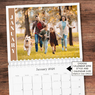 Modern Minimal One Photo Per Month Terracotta Calendar