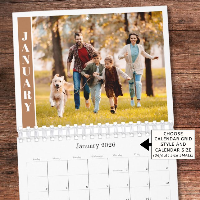 Modern Minimal One Photo Per Month Terracotta Calendar (Creator Uploaded)