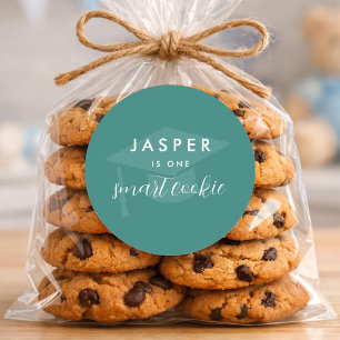 Modern Minimal One Smart Cookie Graduation Party Classic Round Sticker