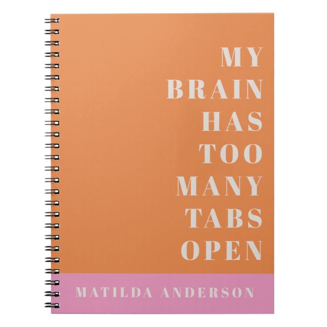Modern minimal orange and pink typography notebook (Front)