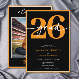Modern Minimal Orange Script Graduation Party Invitation