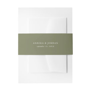 Modern Minimal Organic Greenery Wedding Invitation Belly Band