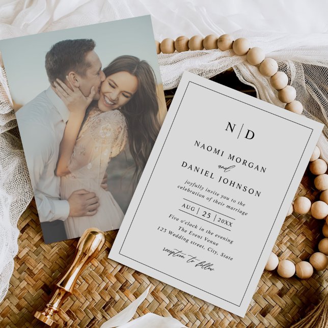 Modern Minimal Overlay Photo Wedding Invitation (Creator Uploaded)