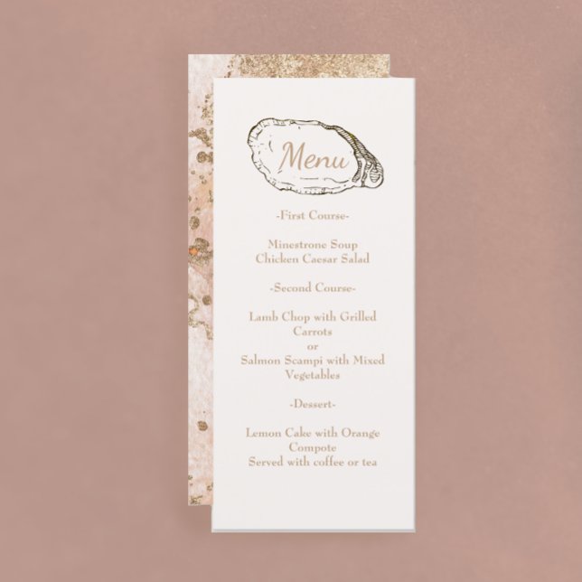 Modern Minimal Oyster Pearl Beach Wedding Menu (Creator Uploaded)
