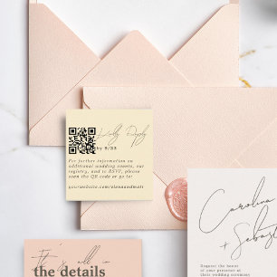 Modern Minimal Pale Yellow RSVP QR Code Card