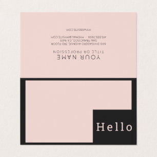 Modern Minimal Pastel Pink & Black Hello  Business Card