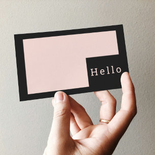 Modern Minimal Pastel Pink & Black Hello Business Card