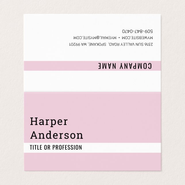 Modern Minimal Pastel Pink  Business Cards (Outside Unfolded)
