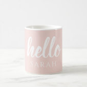 Modern Minimal Pastel Pink Hello And You Name Coffee Mug (Center)