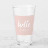 Modern Minimal Pastel Pink Hello And You Name Glass (Front)
