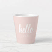 Modern Minimal Pastel Pink Hello And You Name Latte Mug (Front)