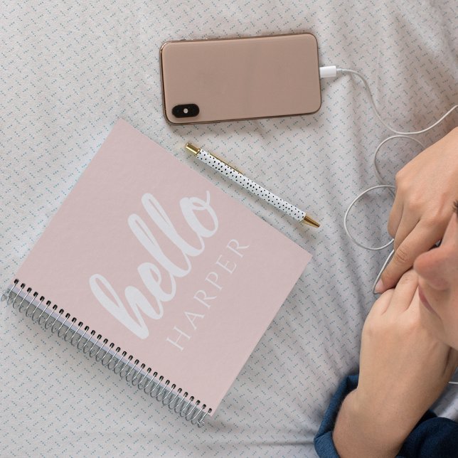 Modern Minimal Pastel Pink Hello And You Name Notebook (Creator Uploaded)