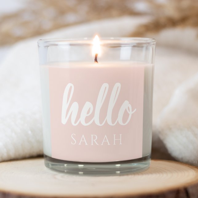 Modern Minimal Pastel Pink Hello And You Name Square Sticker (Creator Uploaded)