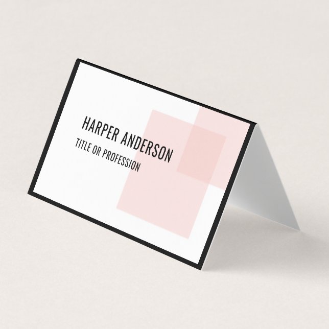 Modern Minimal Pastel Pink Square Business Cards (Front)