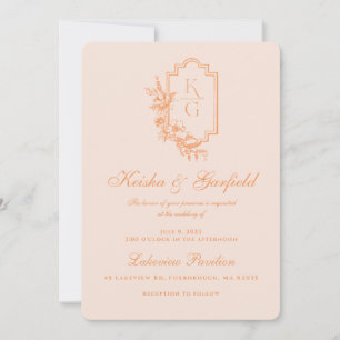 Modern Minimal   Peach & Blush Wedding Invitation