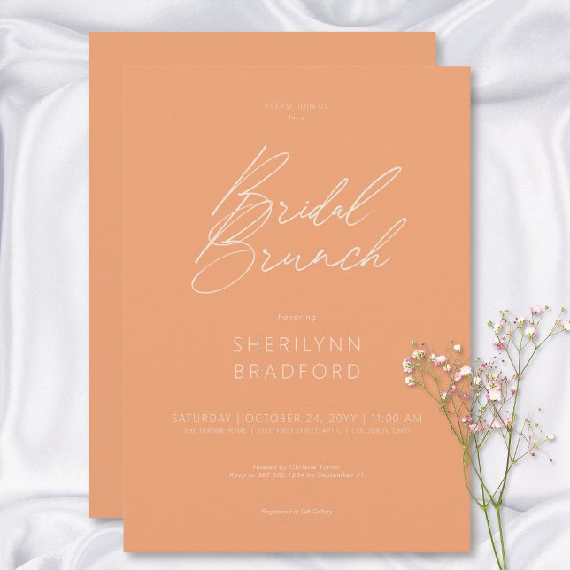 Modern Minimal Peach Bridal Brunch Invitation (Modern Minimal Peach Bridal Brunch Invitation)