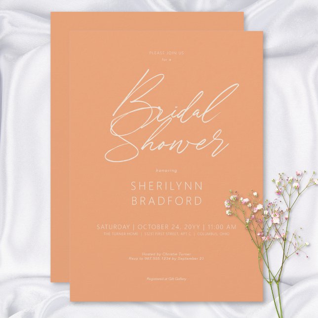 Modern Minimal Peach Bridal Shower Invitation (Modern Minimal Peach Bridal Shower Invitation)