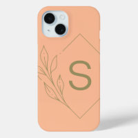 Modern Minimal Peach Monogram Initial Botanical