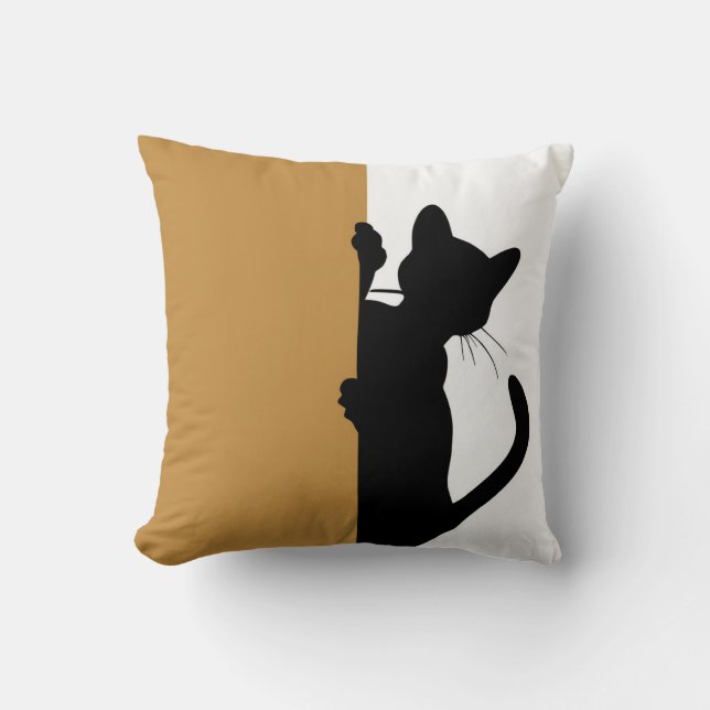 Modern Minimal Peeking Cat Yellow Cushion (Front)