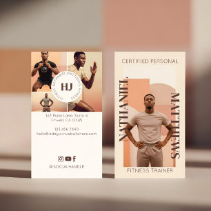 Modern Minimal Personal Trainer Photos & Monogram Business Card