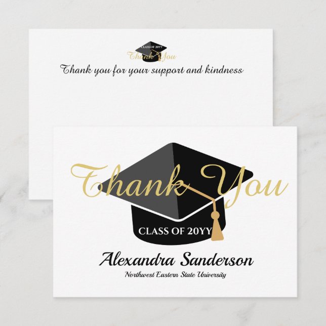 Modern Minimal Personalise School Class Graduation Thank You Card (Front/Back)