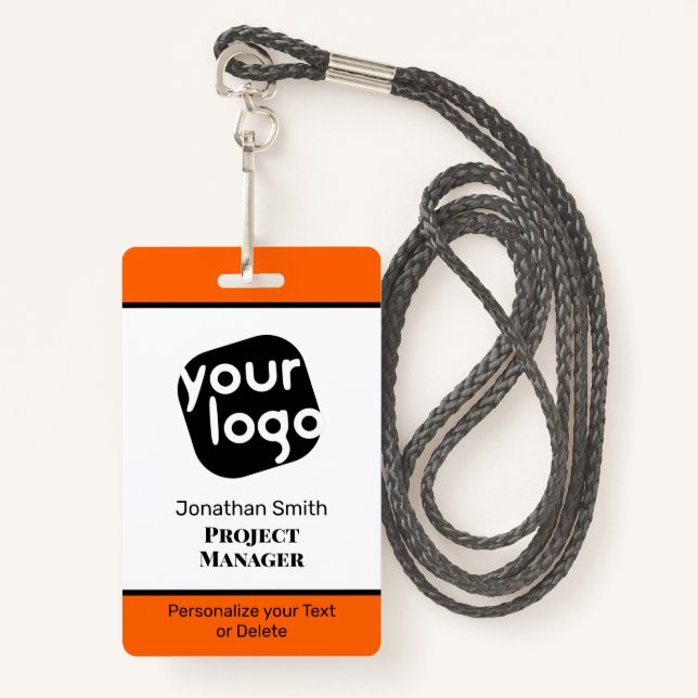    Modern Minimal Personalised Conference ID Badge (Front with Lanyard)