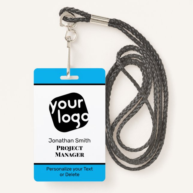    Modern Minimal Personalised Conference ID Badge (Front with Lanyard)