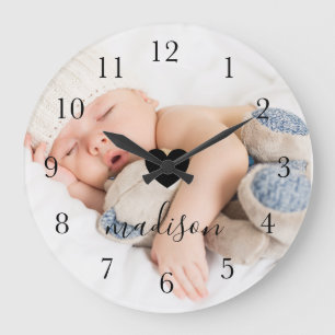 Modern & Minimal Personalised Full Photo & Name Large Clock