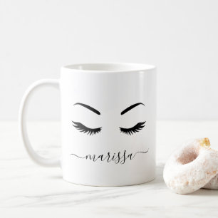Modern Minimal Personalised Lashes Cute Coffee Mug