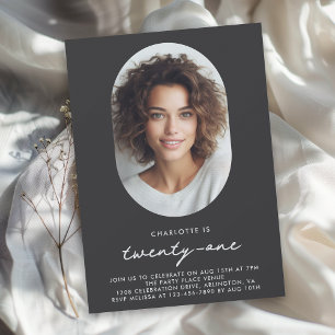 Modern Minimal Photo 21st Birthday Invitation