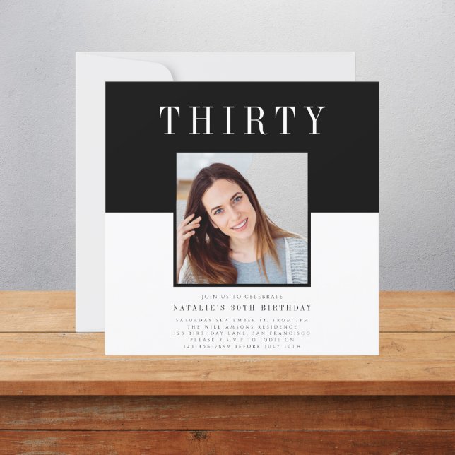 Modern minimal photo 30th birthday  invitation (Creator Uploaded)