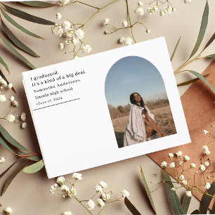 Modern Minimal Photo Arch Graduate Announcements Postcard