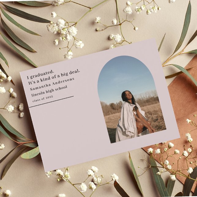 Modern Minimal Photo Arch Graduation Announcement  Postcard (Creator Uploaded)