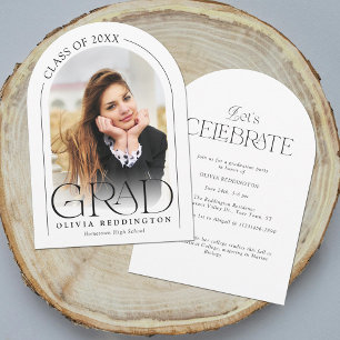 Modern Minimal Photo Arch Graduation Party  Invitation