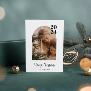 Modern Minimal Photo Arch Merry Christmas  Invitation