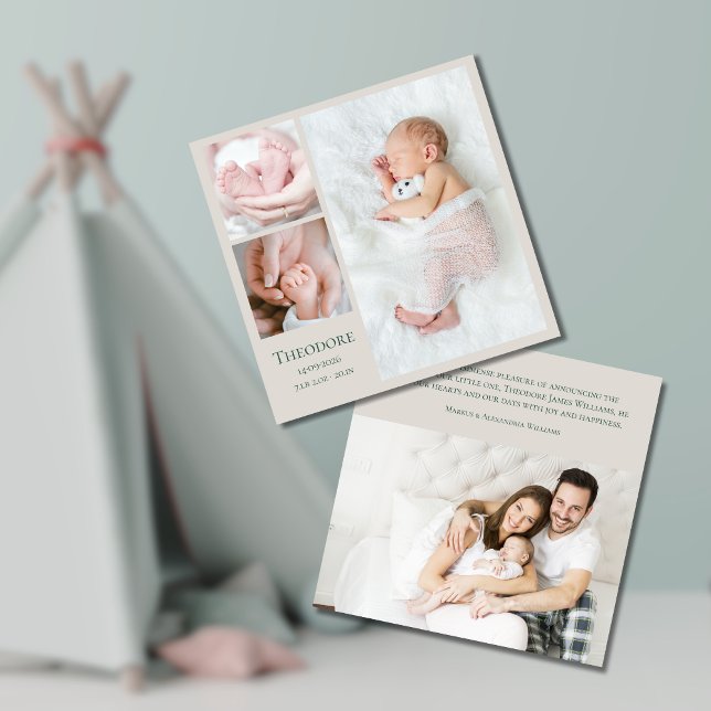 Modern Minimal Photo Baby Boy Birth Announcement  (Creator Uploaded)
