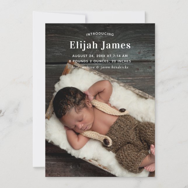 Modern Minimal Photo Birth Announcement (Front)