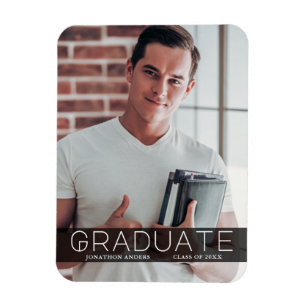Modern Minimal Photo Bk Graduate Announcement Magnet