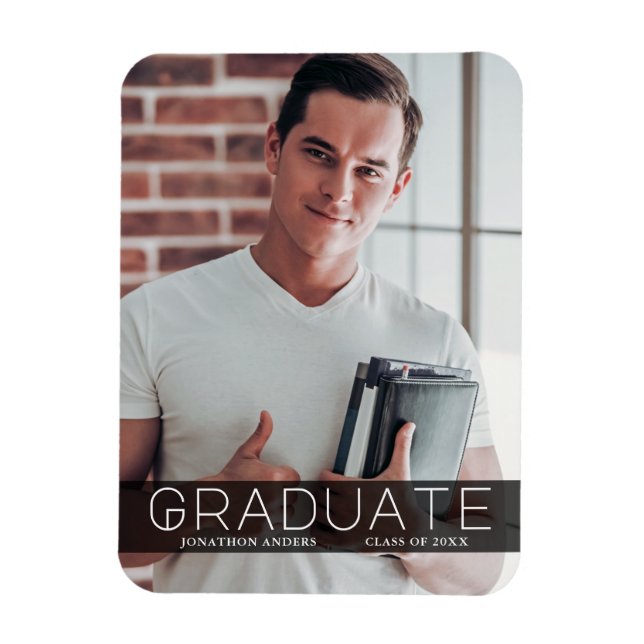 Modern Minimal Photo Bk Graduate Announcement Magnet (Vertical)