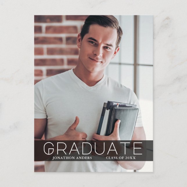 Modern Minimal Photo Bk Graduate Announcement Postcard (Front)