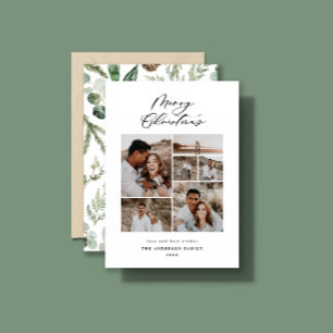 Modern minimal photo Christmas elegant script Holiday Card