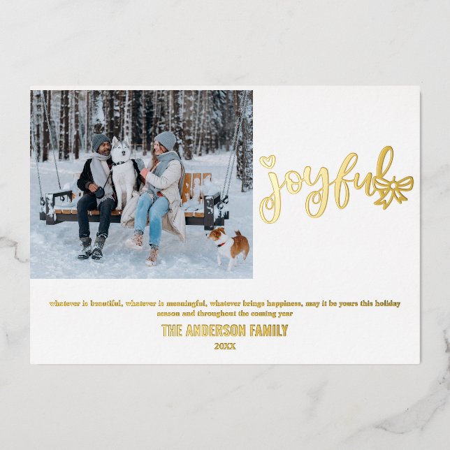 Modern Minimal Photo Christmas Foil Holiday Card (Front)
