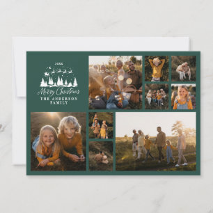 Modern minimal photo collage Christmas elegant Holiday Card