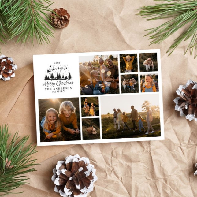 Modern minimal photo collage Christmas elegant Holiday Card (Creator Uploaded)