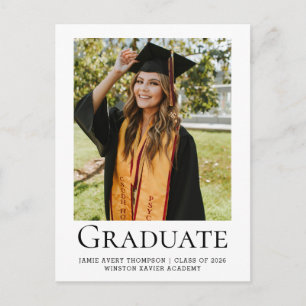 Modern Minimal Photo Graduate Class of 2026 Grad Postcard