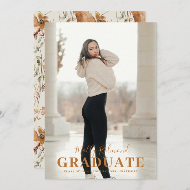 Modern Minimal Photo Graduation Announcement (Front/Back)